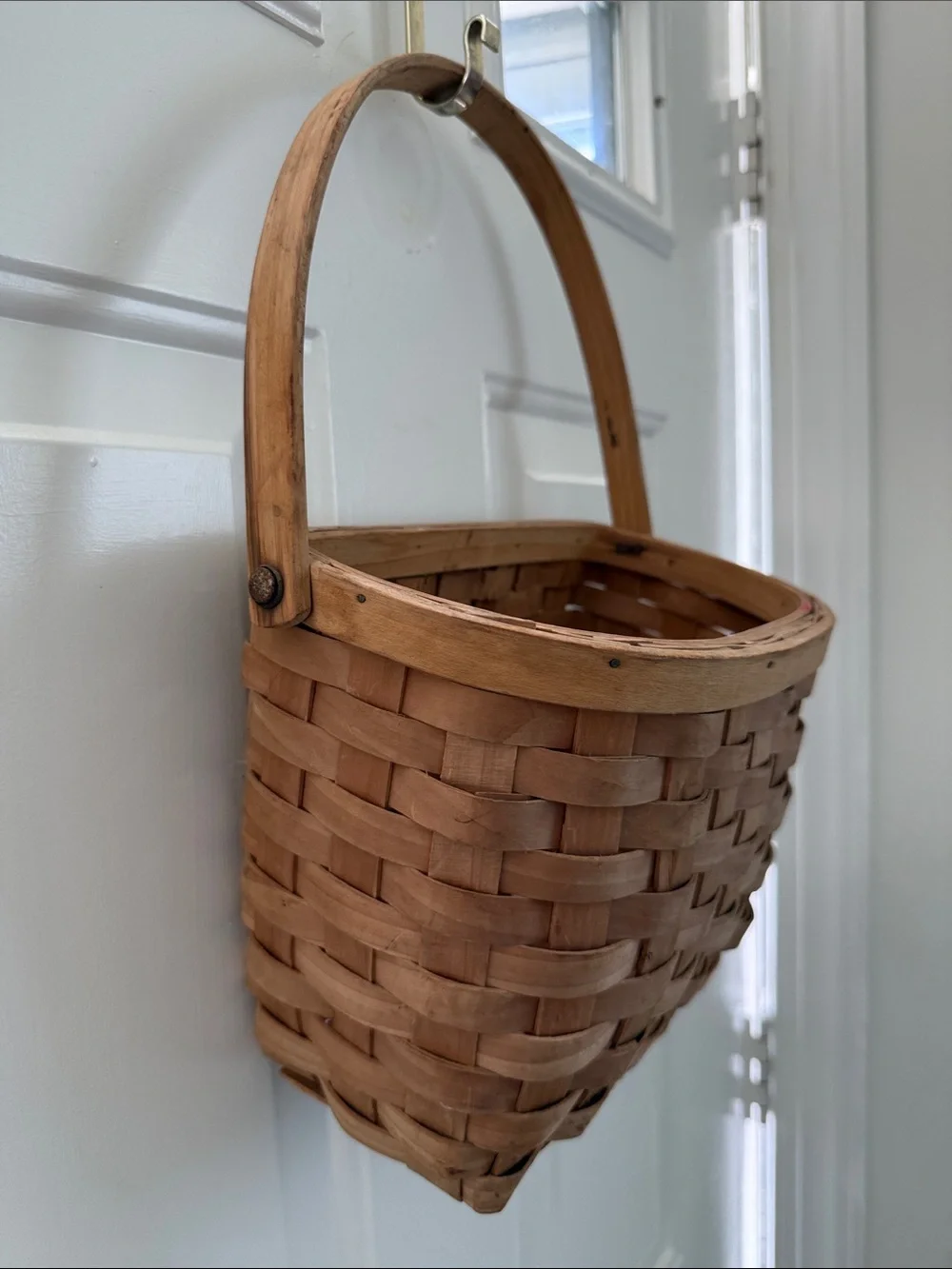 Vintage Woven Hanging Wall Basket - Wall Pocket Basket